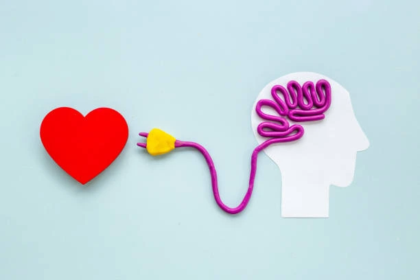Un cerveau qui se connecter a un cœur via une prise imaginaire